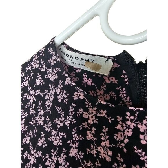 Philosophy Di Lorenzo Serafini Printed Midi Floral Pink Silk Dress SZ 0 - Picture 7 of 12